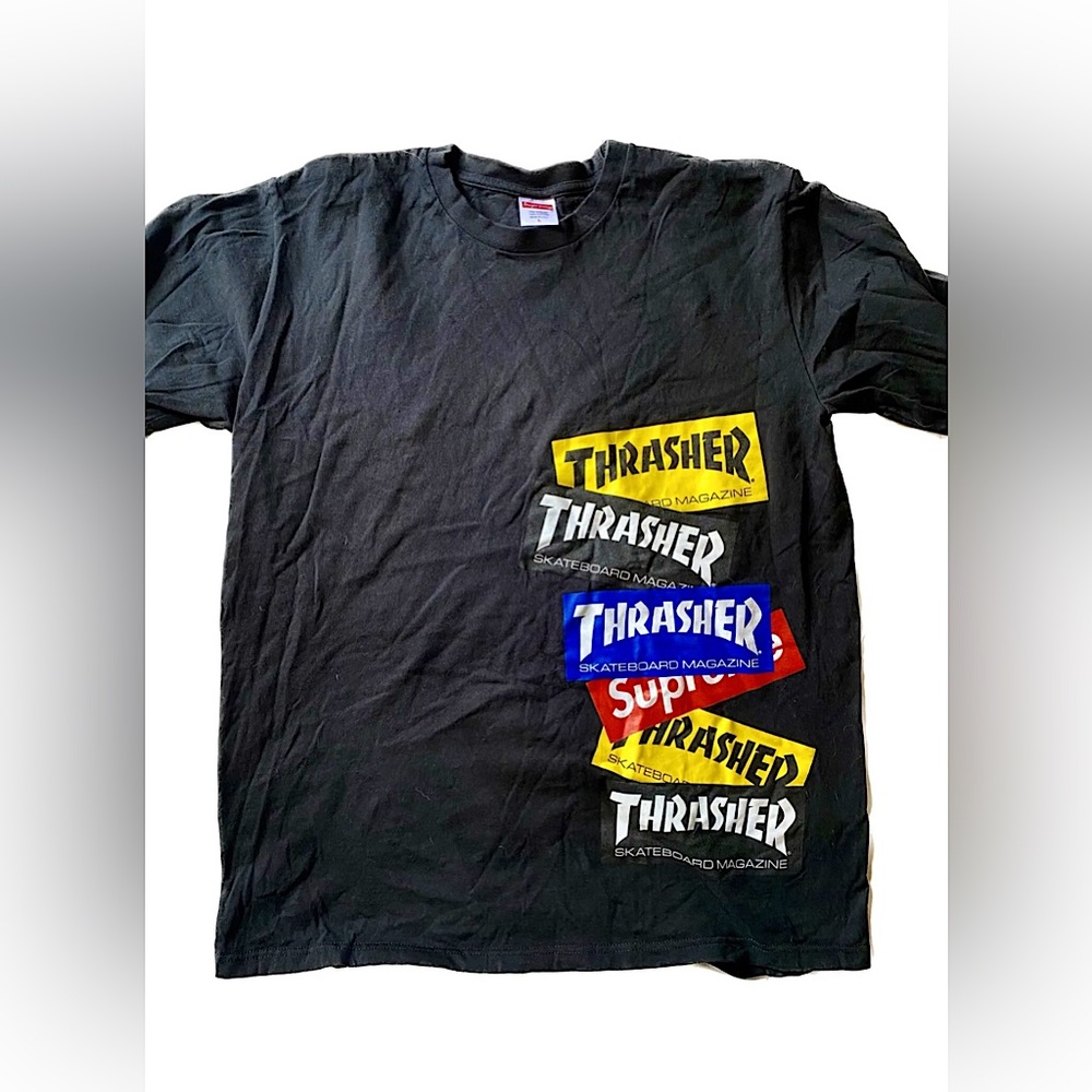 Supreme x Thrasher Multi Logo Long Sleeve T Shirt Black Tee Size Large FW21
